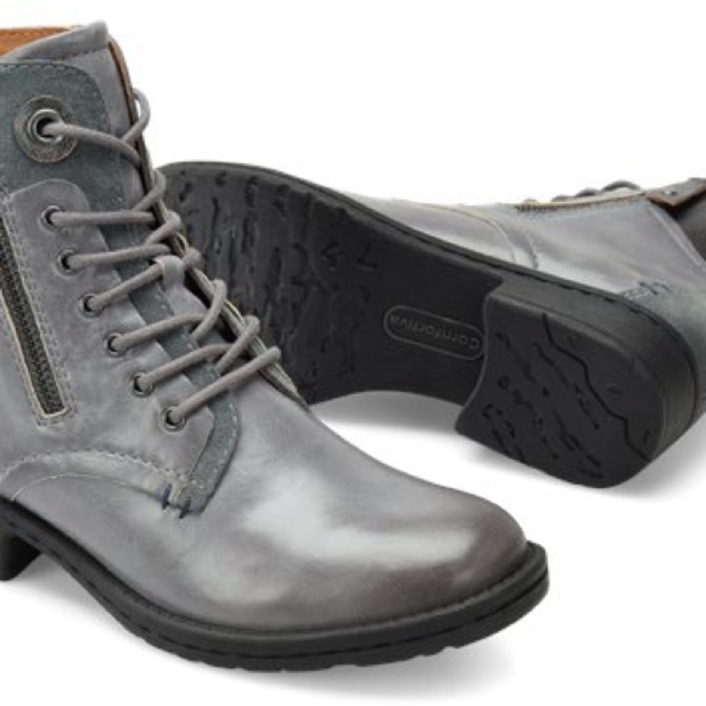 Comfortiva Sarango Boots Black Leather 7 EU 38 EUC Women’s Lace & Zip Up